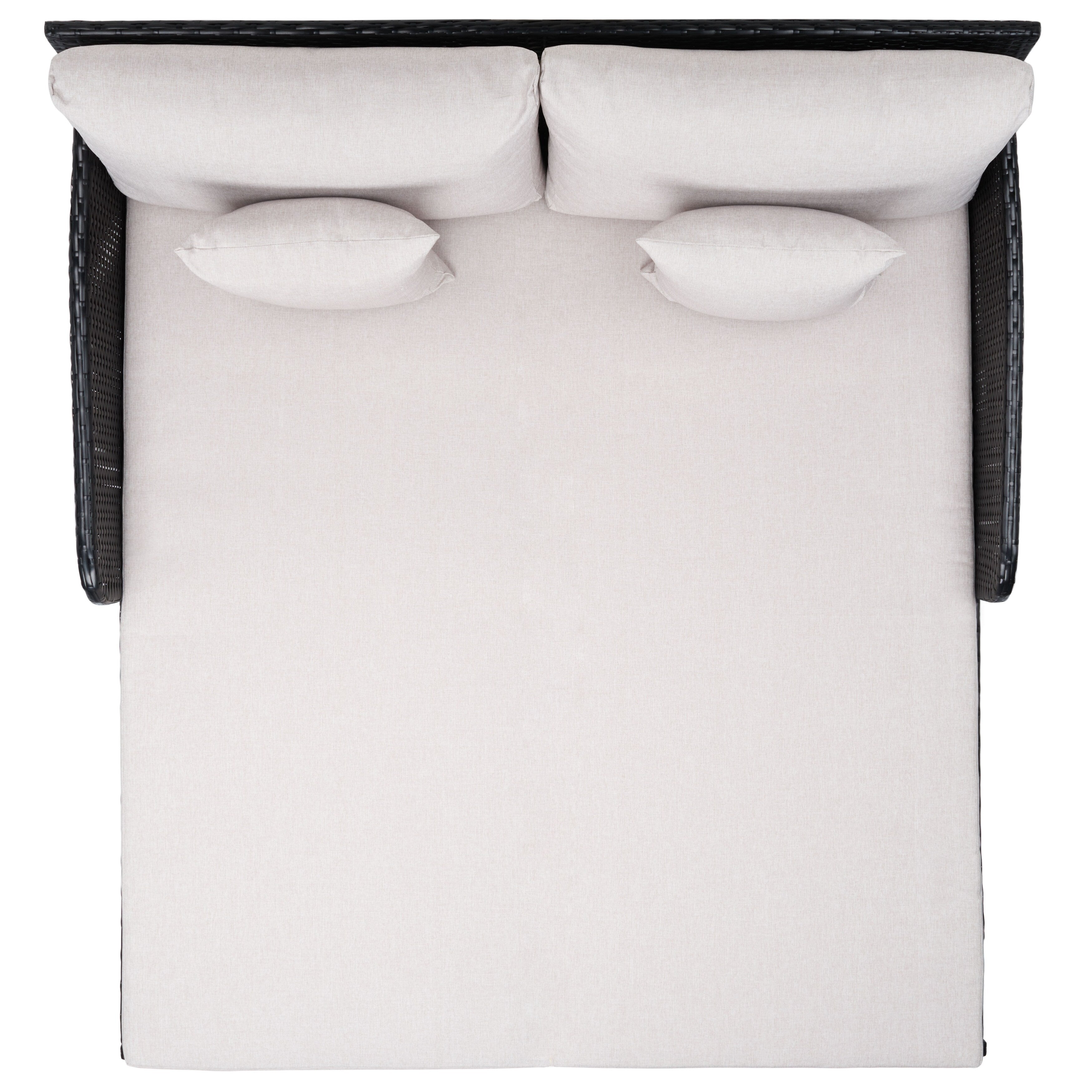 Lit de repos d'extérieur SAFAVIEH Taniyah en osier avec oreiller et coussins - 53 L x 28 P x 62 H