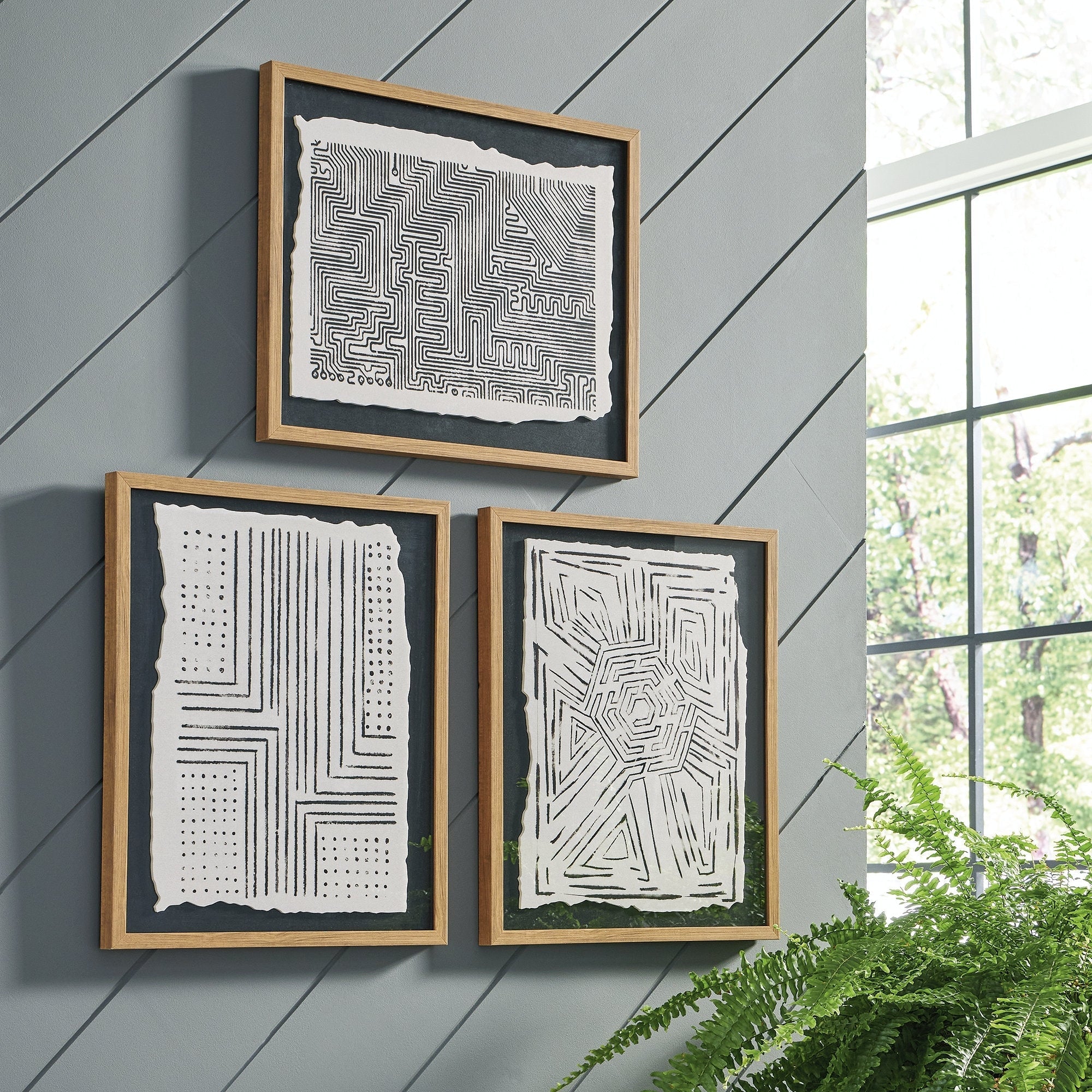 Décoration murale Wonderstow noir/beige, lot de 3