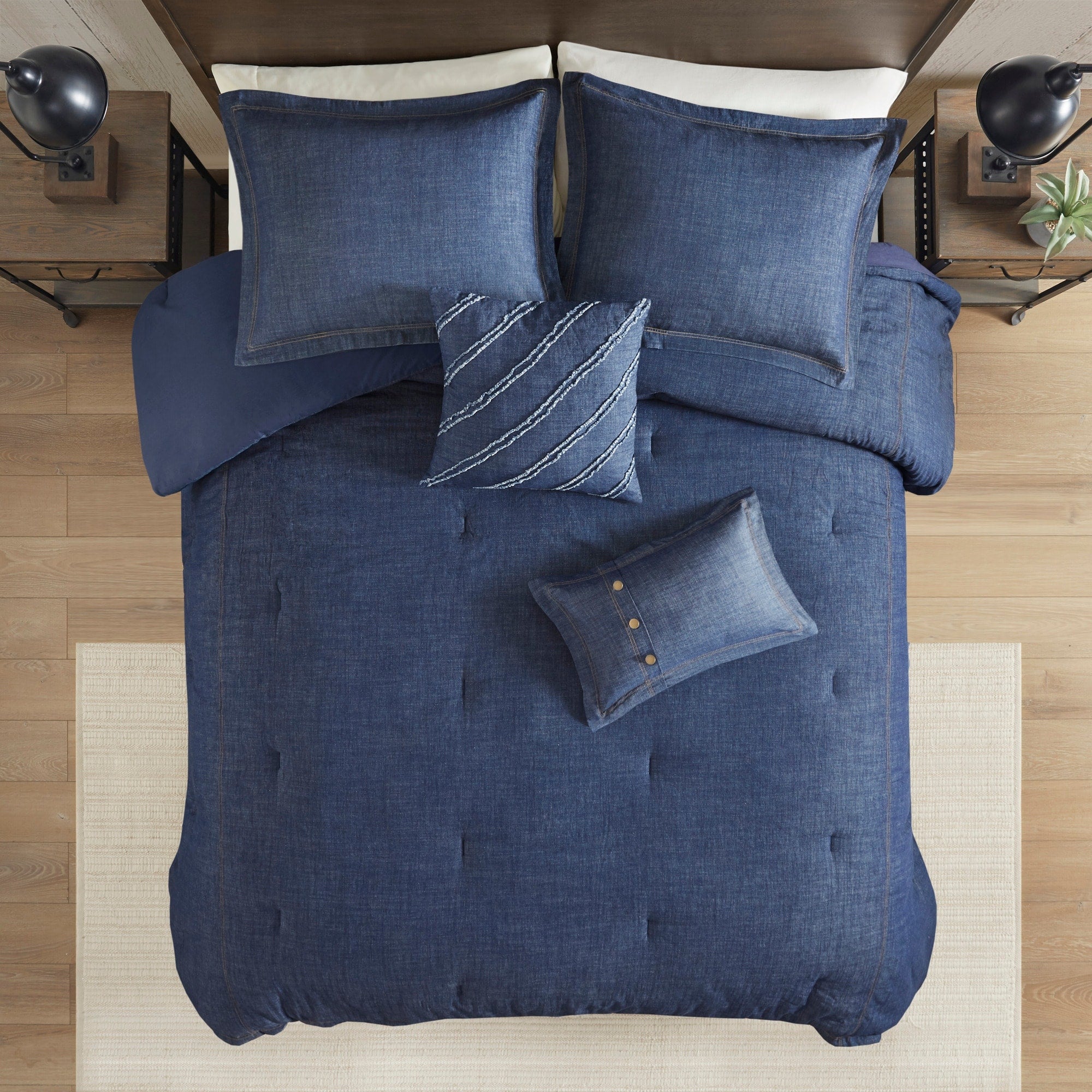 Parure de couette surdimensionnée et rembourrée en denim bleu Woolrich Perry