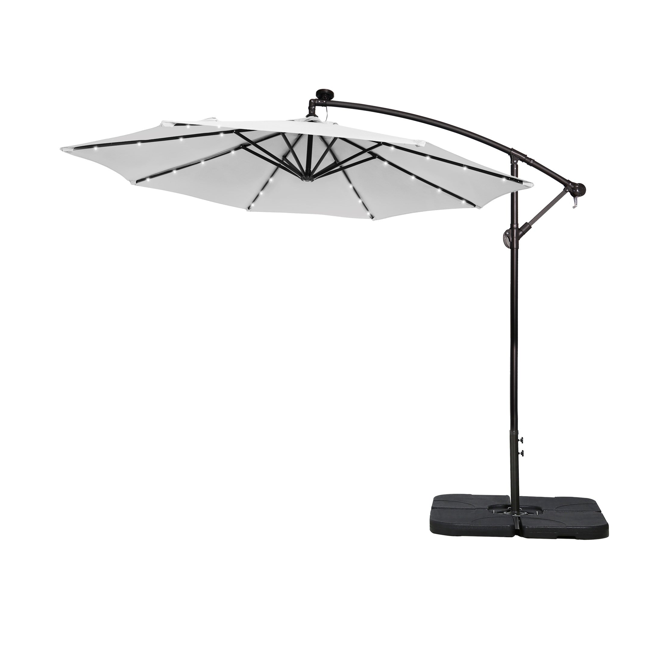 Parasol de terrasse éclairé à énergie solaire de 3 m avec pied