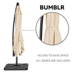 Parasol déporté à manivelle en acier de 10 pieds avec base lestée