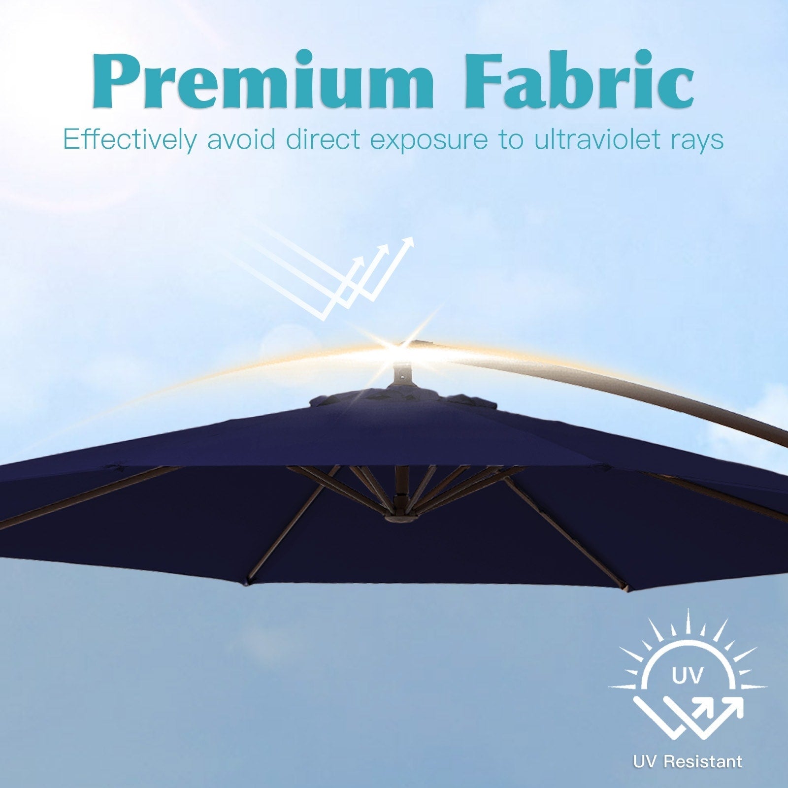 Parasol déporté à manivelle en acier de 10 pieds avec base lestée