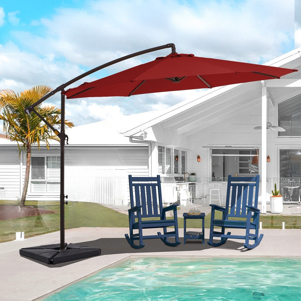 Parasol déporté à manivelle en acier de 10 pieds avec base lestée