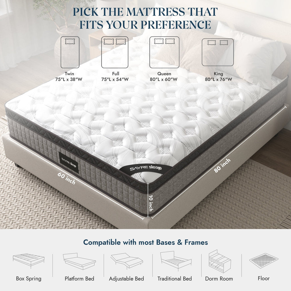Assemblé aux États-Unis - Matelas hybride 10 Diamond à ressorts ensachés et mousse à mémoire de forme Cool Gel