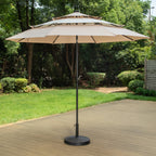Parasol de terrasse inclinable à 3 niveaux de 10 pieds de MAISON ARTS, parasol d'extérieur à double ventilation avec lumières LED