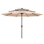 Parasol de terrasse inclinable à 3 niveaux de 10 pieds de MAISON ARTS, parasol d'extérieur à double ventilation avec lumières LED