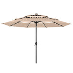 Parasol de terrasse inclinable à 3 niveaux de 10 pieds de MAISON ARTS, parasol d'extérieur à double ventilation avec lumières LED