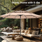 Parasol de terrasse inclinable à 3 niveaux de 10 pieds de MAISON ARTS, parasol d'extérieur à double ventilation avec lumières LED