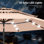 Parasol de terrasse inclinable à 3 niveaux de 10 pieds de MAISON ARTS, parasol d'extérieur à double ventilation avec lumières LED