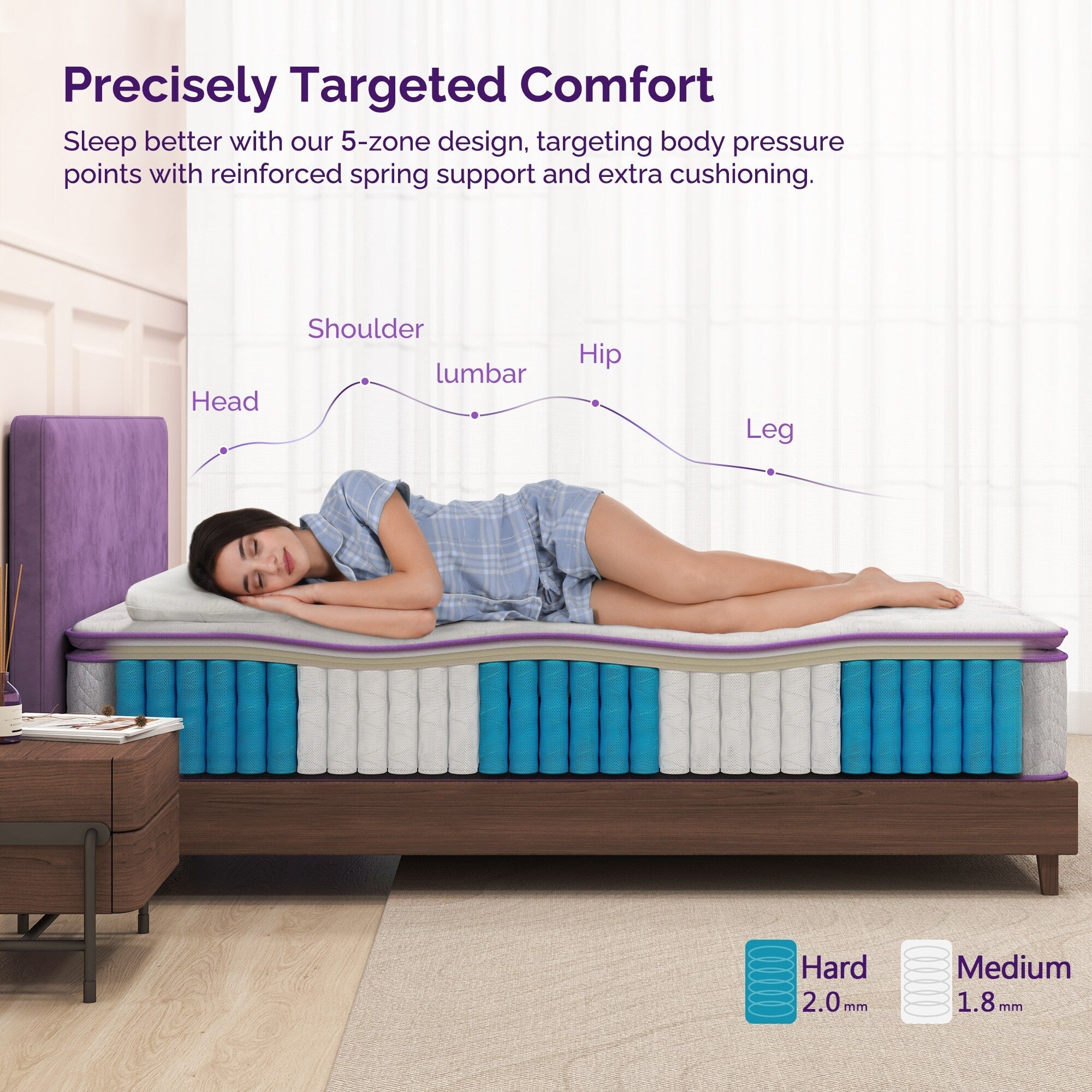 Matelas moyen en mousse à mémoire de forme de 12 pouces avec plateau-coussin