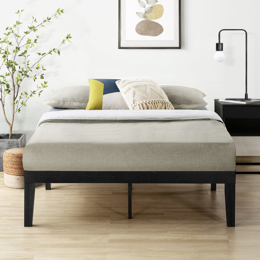 Cadre de lit plateforme classique en bois massif de 16 pouces, disponible en plusieurs finitions