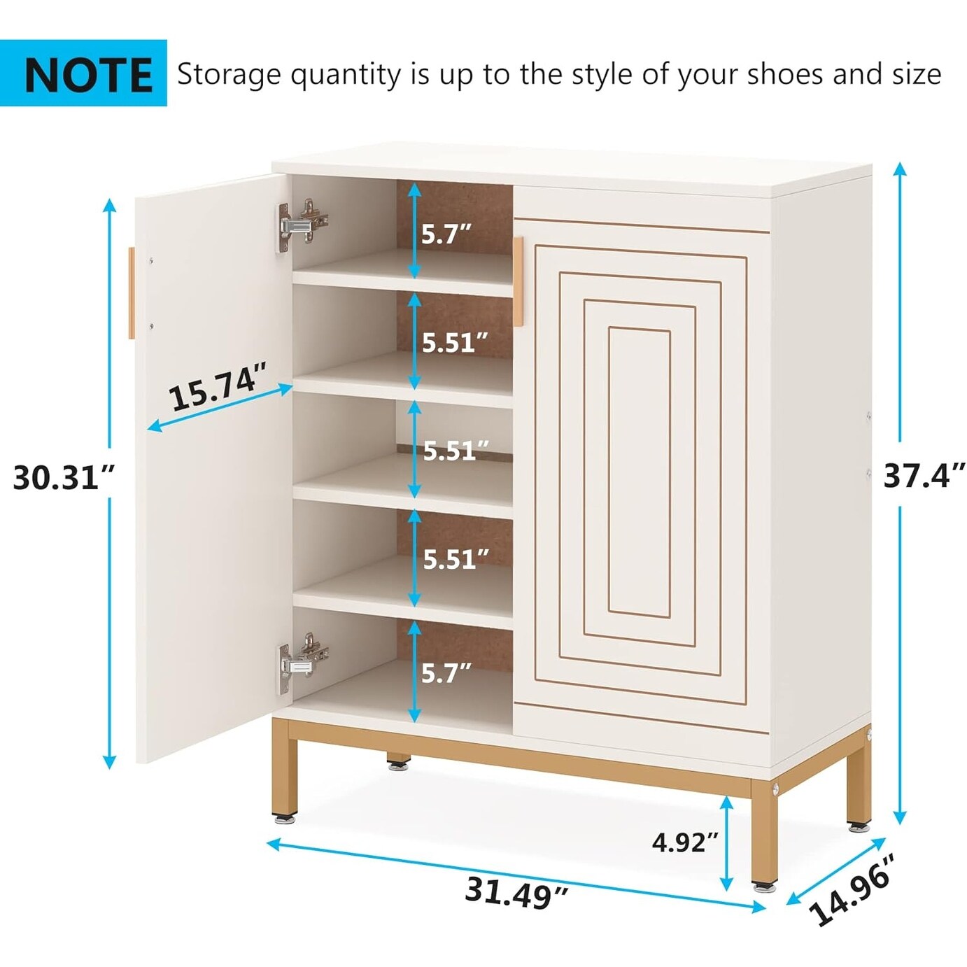 Meuble de rangement à chaussures moderne avec portes, 20 paires, 6 niveaux, pour entrée