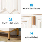 Meuble à chaussures moderne de 95 cm avec portes, blanc et doré, pour 20 paires de chaussures