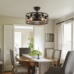 Ventilateur de plafond à profil bas de 20 po, style ferme moderne, finition bois, avec éclairage et télécommande