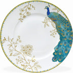 Service de table 16 pièces en porcelaine 222 Fifth Peacock Garden avec assiettes rondes, bols et tasses, blanc