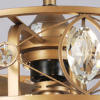 Lustre moderne en cristal avec ventilateur de plafond et télécommande