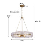 Lustre moderne en cristal doré de 23,6 po, 6 lumières, style tambour glamour, pour îlot de cuisine et salle à manger