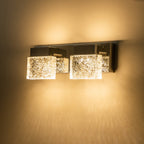 Applique murale à LED intégrée C Cattleya en acier inoxydable 3000 K avec abat-jour en verre artistique - Chrome