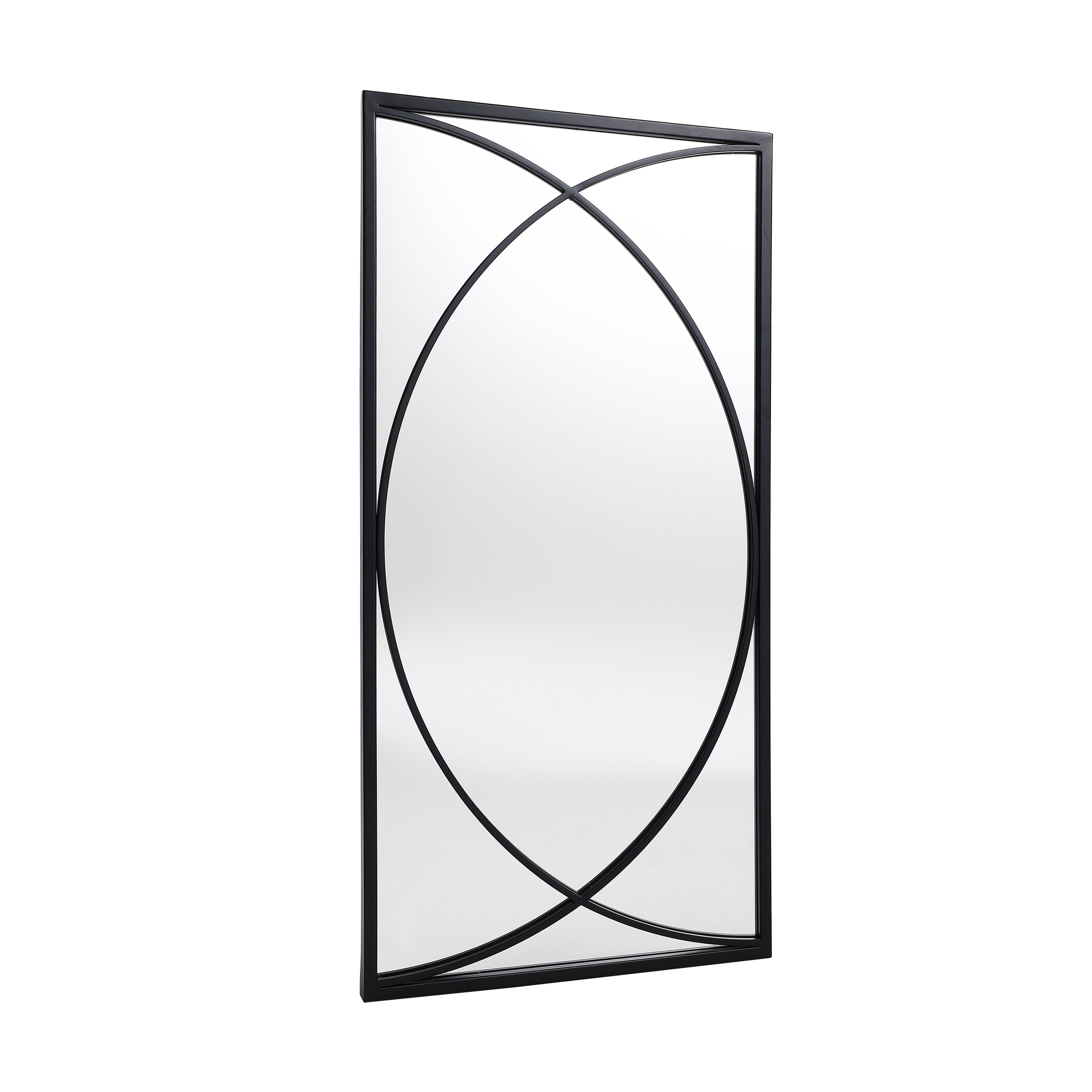 Ensemble de 3 miroirs muraux rectangulaires en métal noir - 31,9 H x 15,75 L x 0,75 P