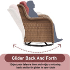 Fauteuil à bascule pivotant d'extérieur Gymojoy 3 pièces en osier avec coussin et table