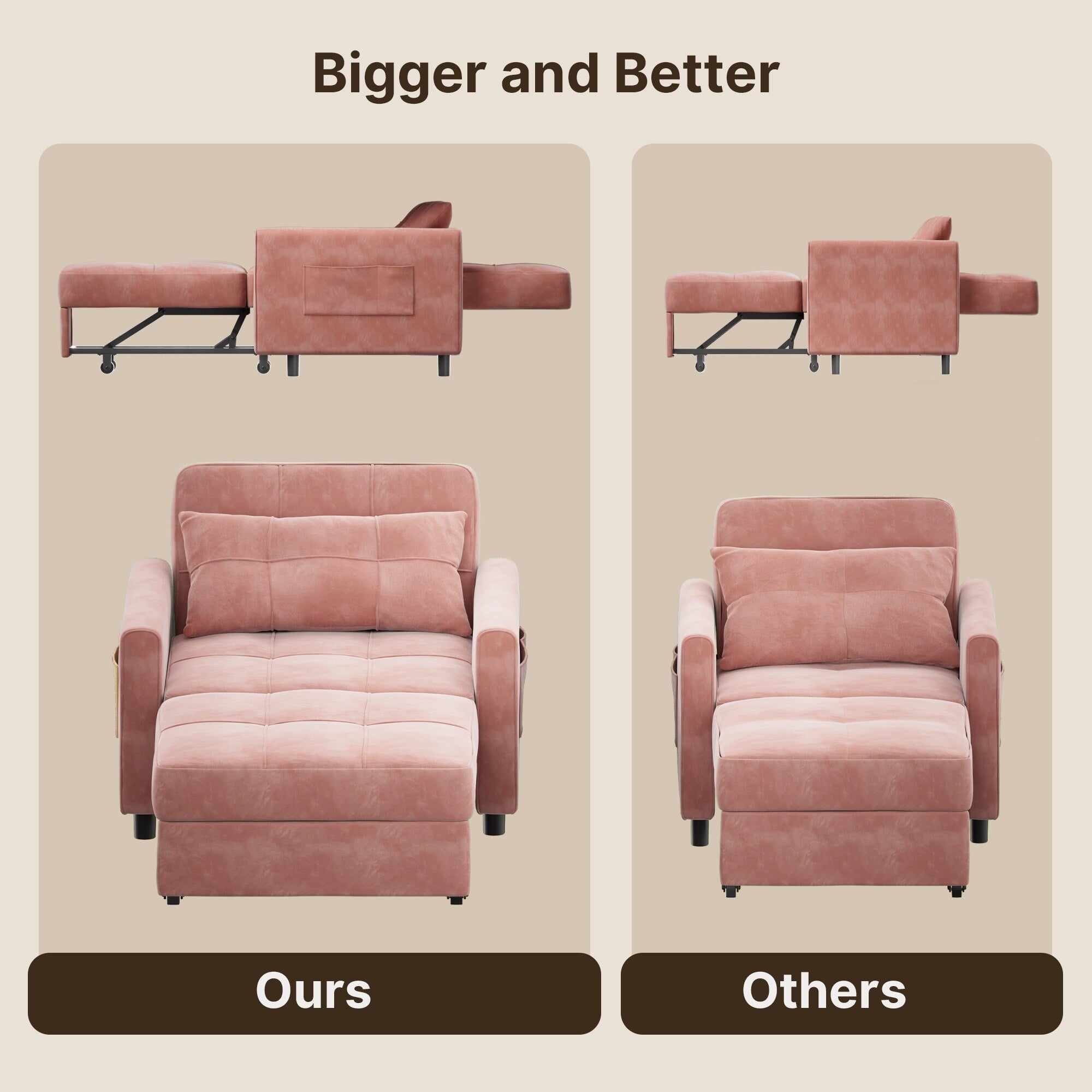 Canapé-lit 3 en 1 réglable, canapé-lit gigogne, convertible et pliable pour salon