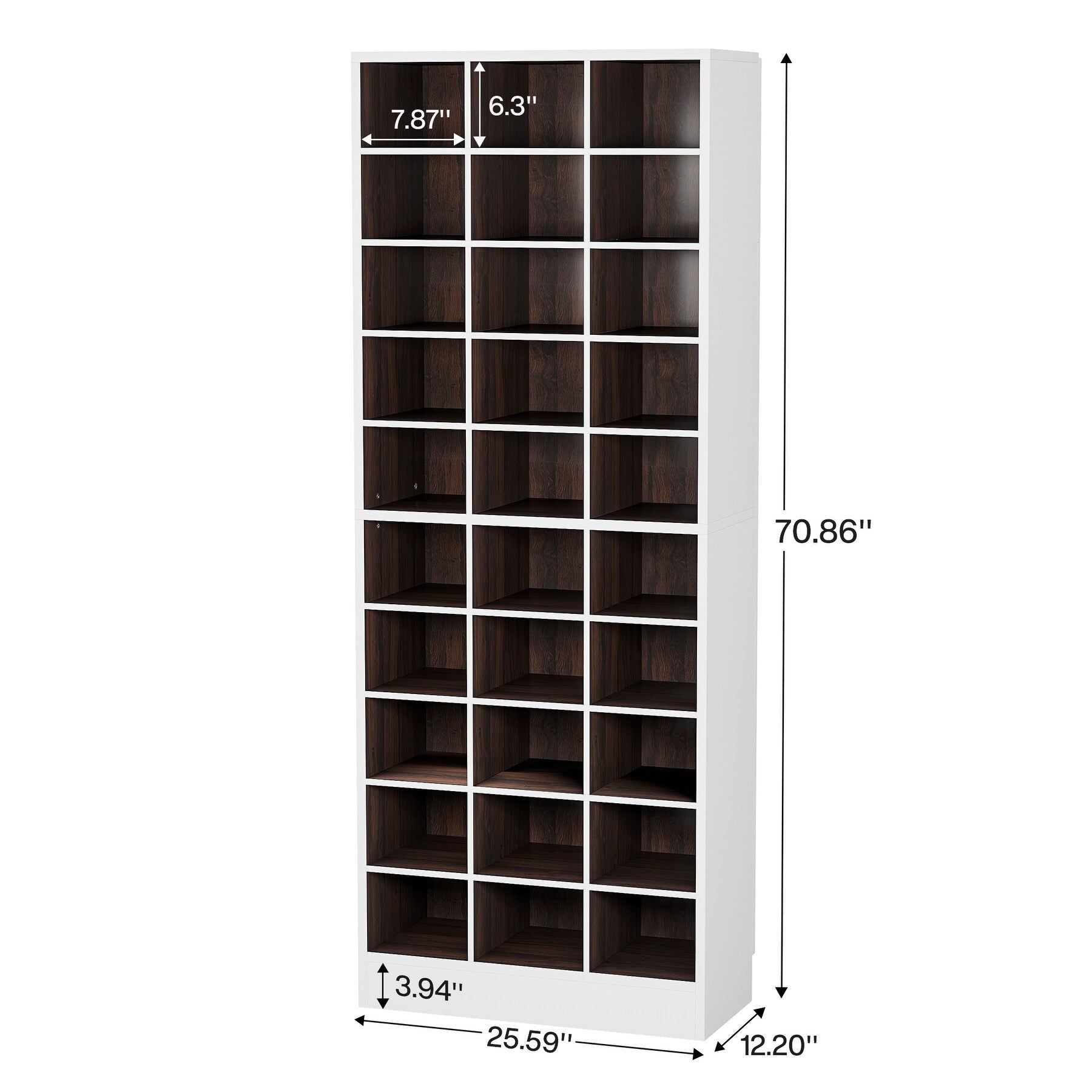 Meuble à chaussures haut 30 paires, 10 niveaux, en bois blanc, pour placard, entrée