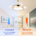 Ventilateur de plafond rétractable moderne Bella Depot 36 avec éclairage LED, pales réversibles à 6 vitesses et télécommande