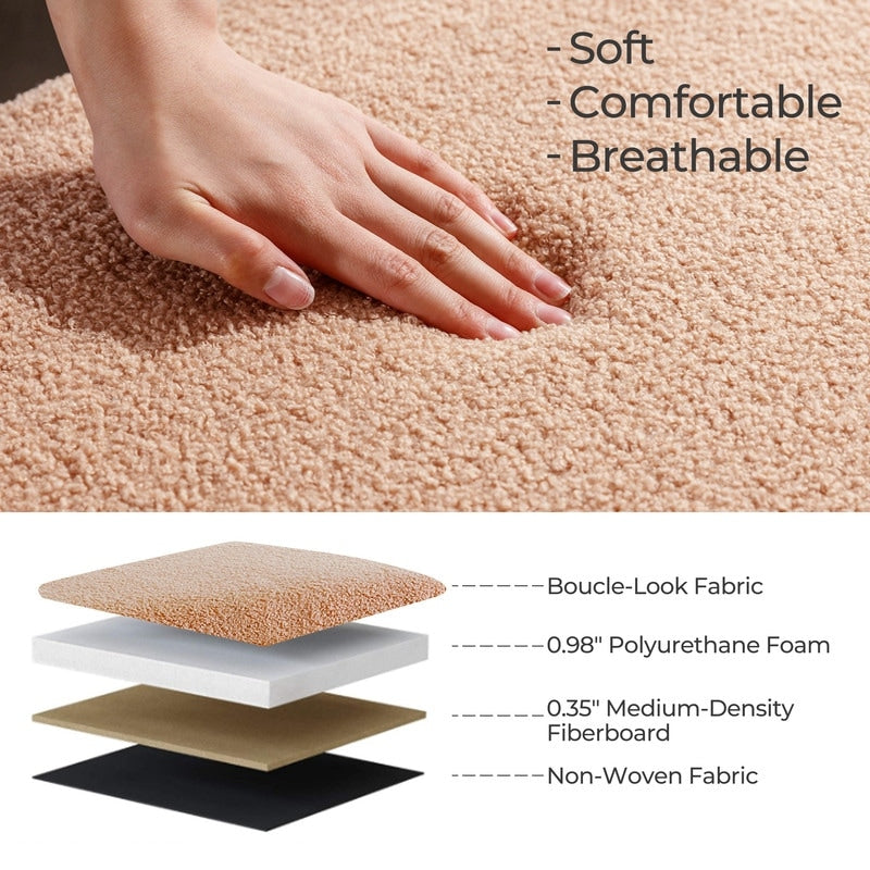 Banc ottoman de rangement en sherpa blanc cassé, repose-pieds, pour salon, chambre à coucher, pieds en bois