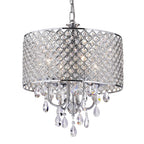 Lustre tambour à perles rondes avec cristaux suspendus