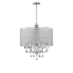 Lustre tambour à perles rondes avec cristaux suspendus