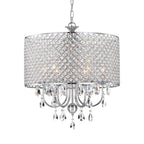 Lustre tambour à perles rondes avec cristaux suspendus
