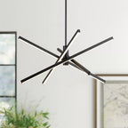 Lustre LED moderne en aluminium noir/doré, plafonnier linéaire Spoutnik pour salon/salle à manger/cuisine