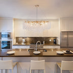 Lustre rectangulaire en cristal doré moderne de 40 po, branches d'arbre, luminaire suspendu pour îlot de cuisine, salle à manger