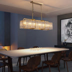 Lustre rectangulaire en cristal moderne linéaire de 40 po, 16 lumières, en laiton doré, pour salle à manger, salon, cuisine, îlot central