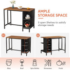 Îlot de cuisine large de 43 pouces, table de comptoir de cuisine avec 5 étagères ouvertes