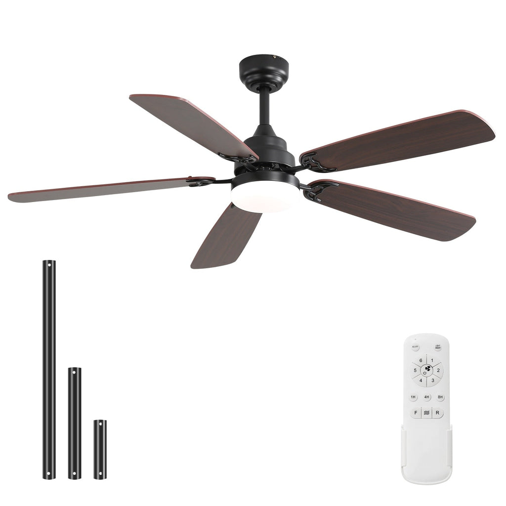 Ventilateur de plafond à LED intégré 48 et 52 pouces avec lumière et télécommande, moteur CC réversible