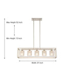 Lustre rectangulaire en cristal moderne de 37 pouces à 5 lumières pour salle à manger - 37 pouces