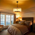 Lustre tambour rond moderne à 5 lumières, lustre semi-encastré classique, suspension pour îlot de cuisine et salle à manger