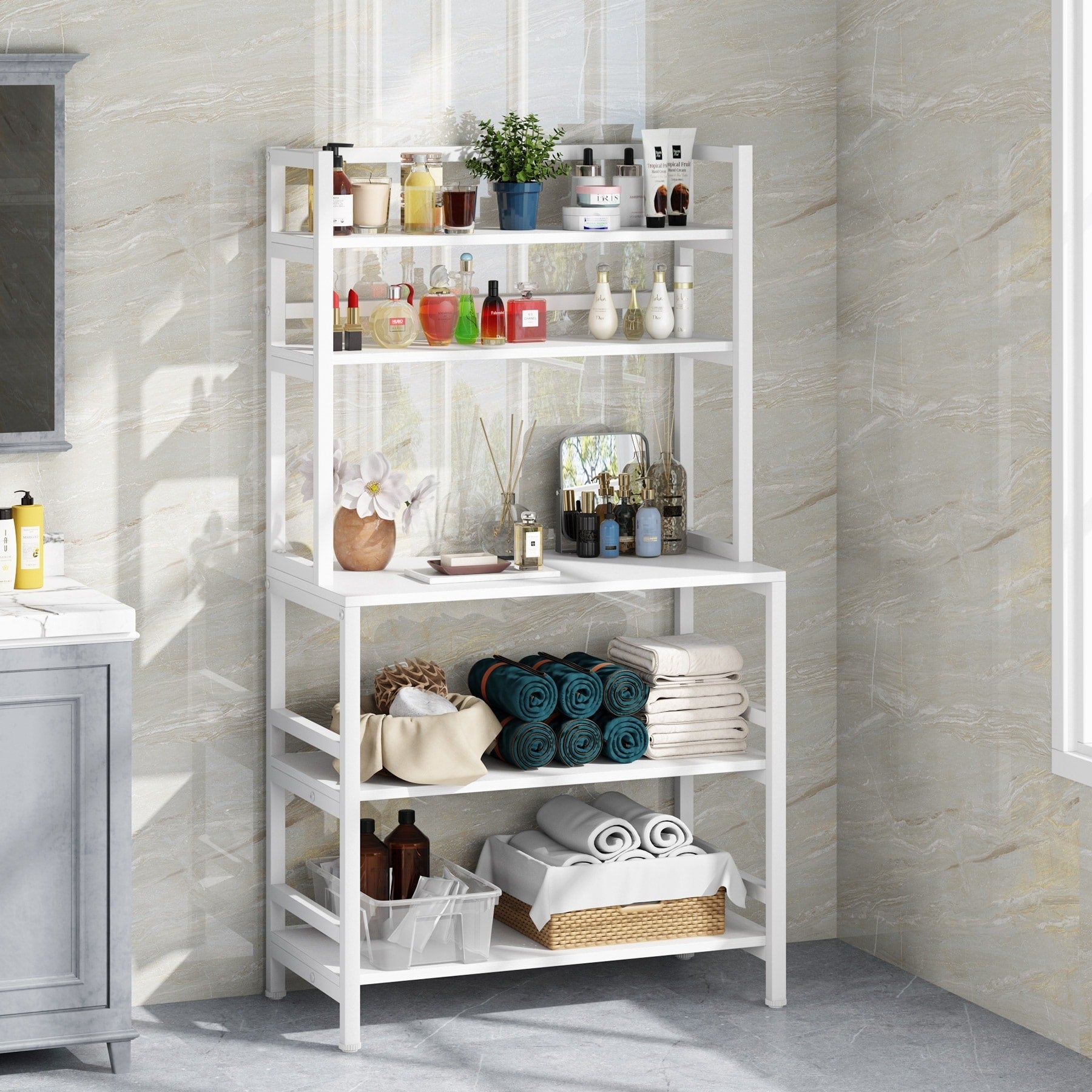 Étagère de rangement utilitaire à 5 niveaux pour four à micro-ondes, chariot industriel pour micro-ondes avec clapier