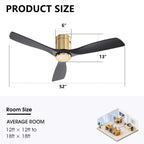 Ventilateur de plafond encastré Sofucor 52 pouces avec télécommande, moteur réversible et éclairage intégré en option