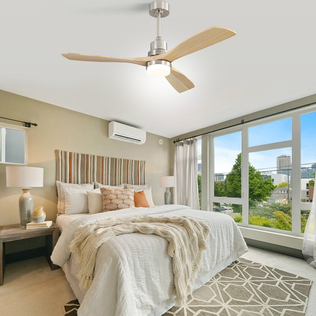 Ventilateur de plafond d'intérieur en bois Sofucor 52 avec télécommande et éclairage intégré en option