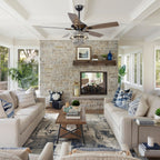 Ventilateur de plafond moderne en cristal et bois chromé de 52 pouces, 5 pales, avec télécommande