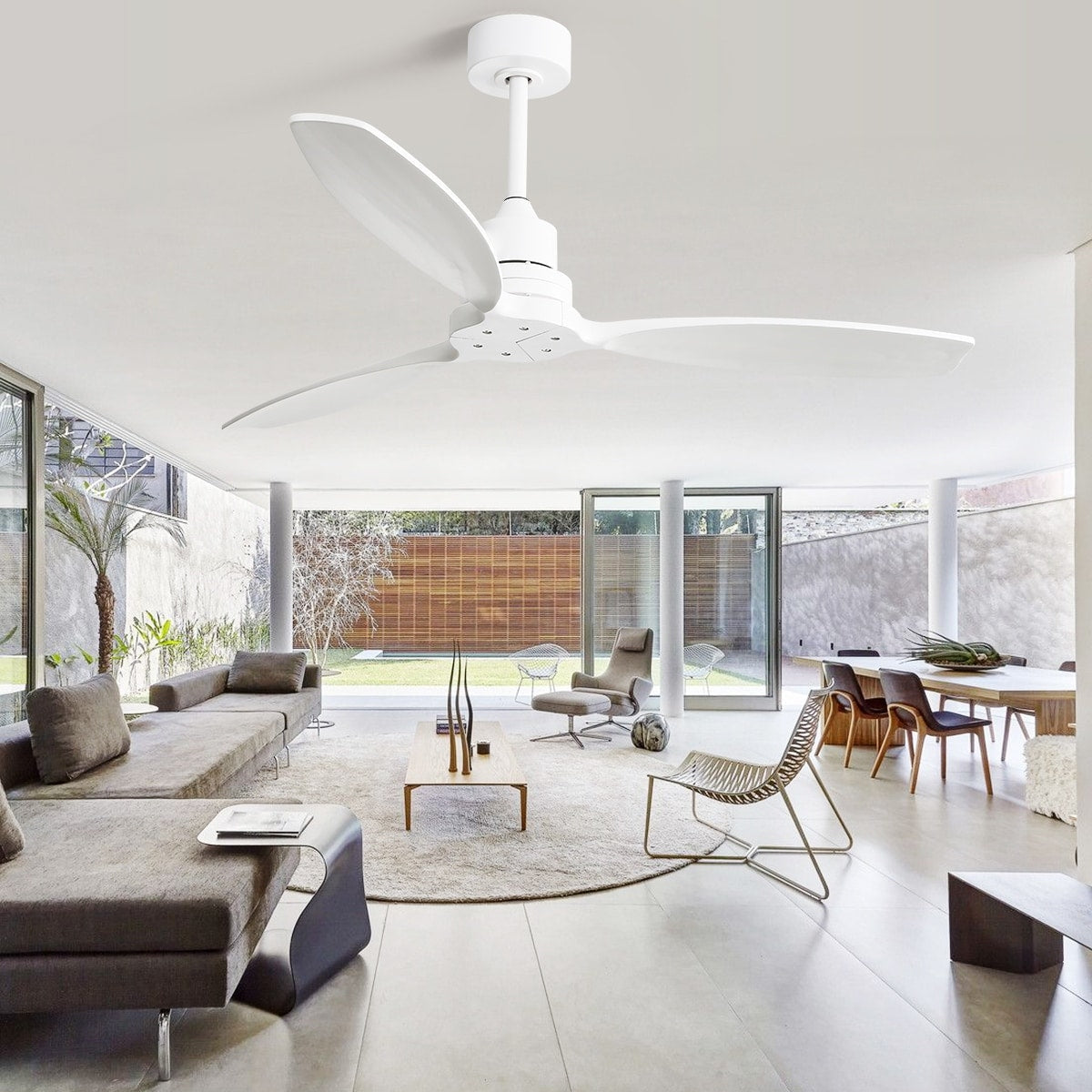 Ventilateur de plafond moderne en bois massif/ABS de 52 pouces avec télécommande (sans lumière), 6 vitesses de vent, flux d'air réversible