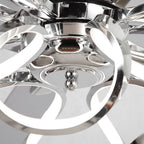 Ventilateur de plafond LED d'intérieur moderne chromé/noir à intensité variable avec lumière et télécommande
