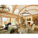 Lustre rond à 24 lumières en forme de roue de chariot de 54 pouces