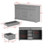 Buffet blanc laqué de 59,1 pouces, style contemporain et moderne du milieu du siècle