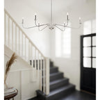 Lustre minimaliste à 6 lumières de 64 pouces, noir mat, or et chrome - N/A