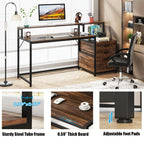 Bureau d'ordinateur 63 avec support d'écran, bureaux ergonomiques pour la maison avec tiroirs et classeur