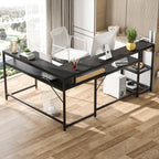 Bureau en L avec étagère pour écran, bureau d'angle réversible pour bureau à domicile 69
