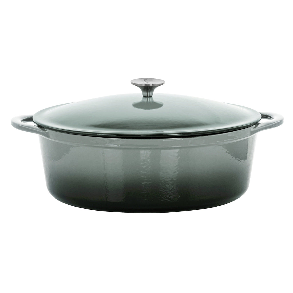Cocotte ovale en fonte émaillée de 7 litres, couleur Storm Cloud